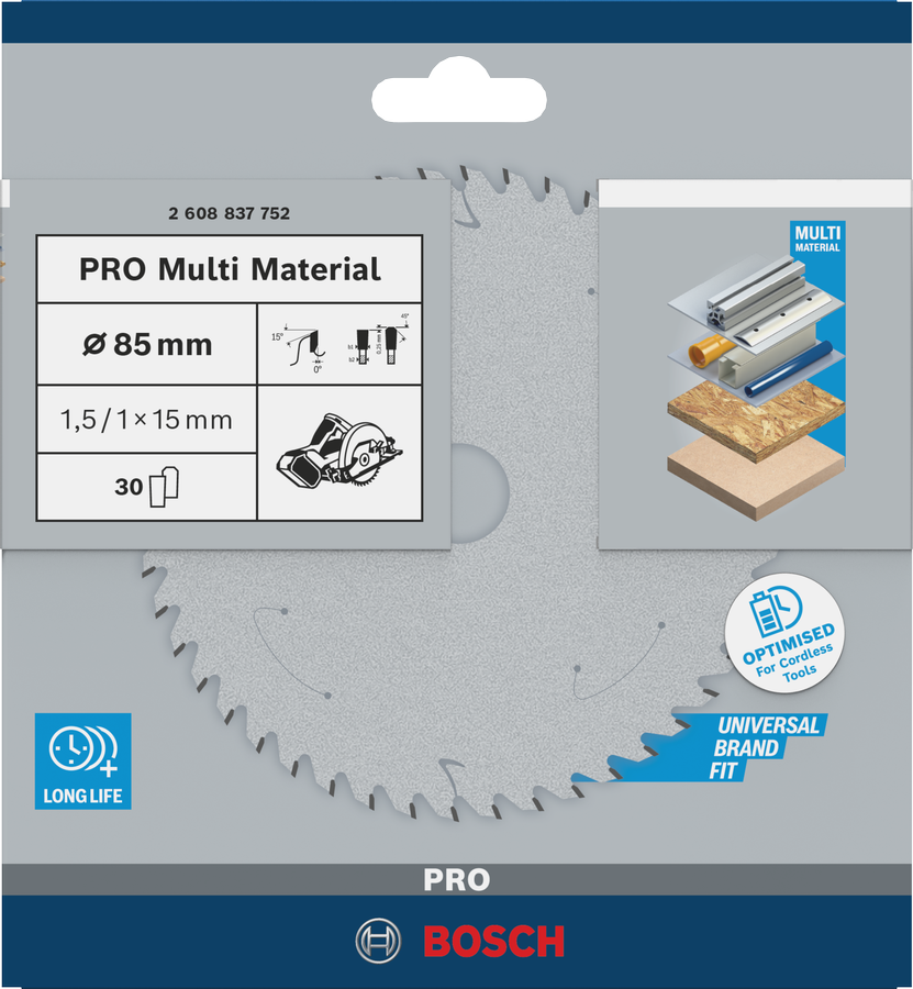 Bosch Pro Kreissägeblatt MultiMat 85x1.5/1.0x15 mm (2608837752)