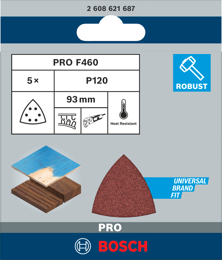 Bosch Pro Schleifpapier Klett F460 BfWP 93x93 mm P120 2608621687