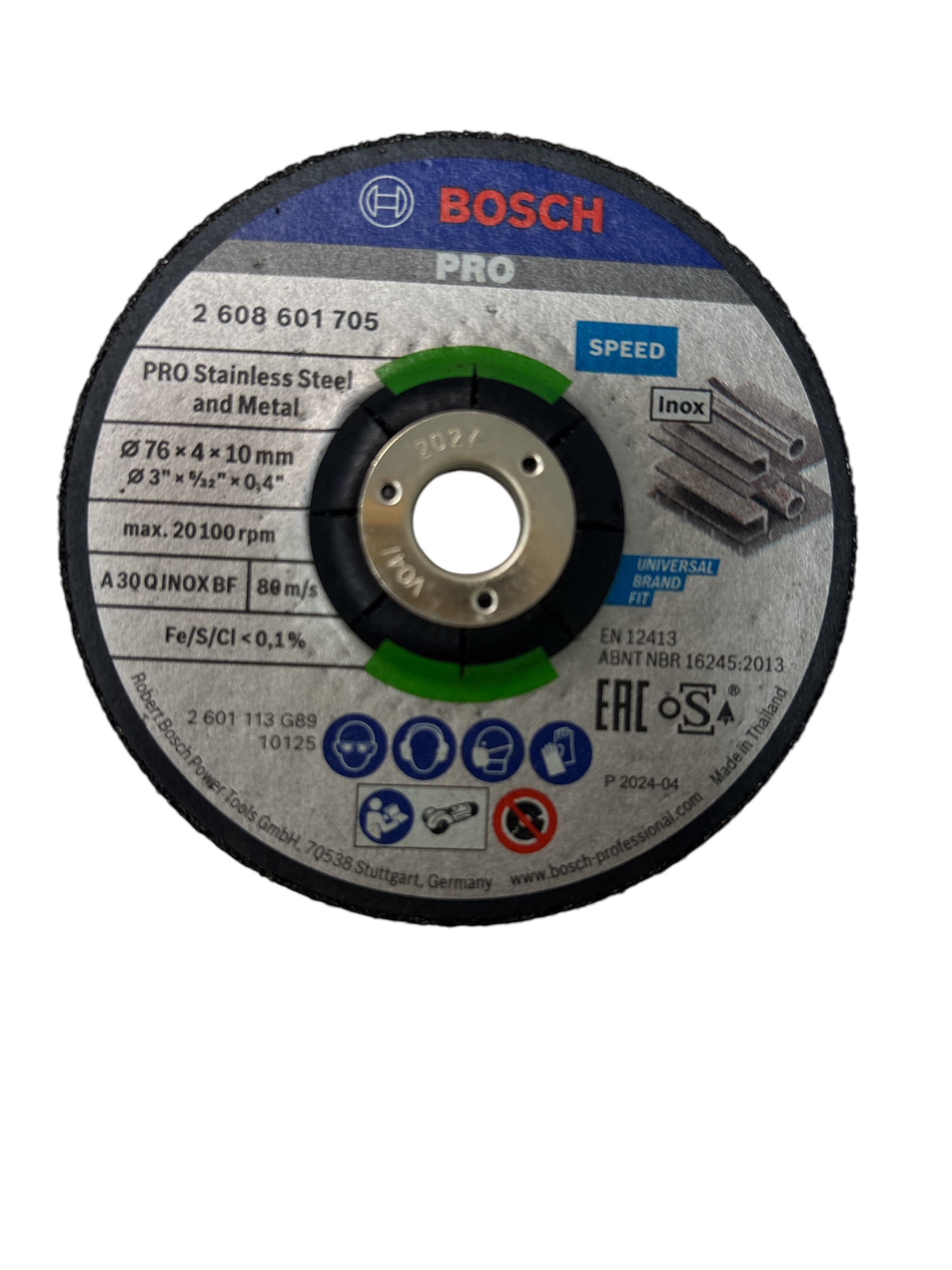 Bosch Pro Schruppscheibe Stainless Steel and Metal Ø 76 x 4 x 10 mm (2608601705)
