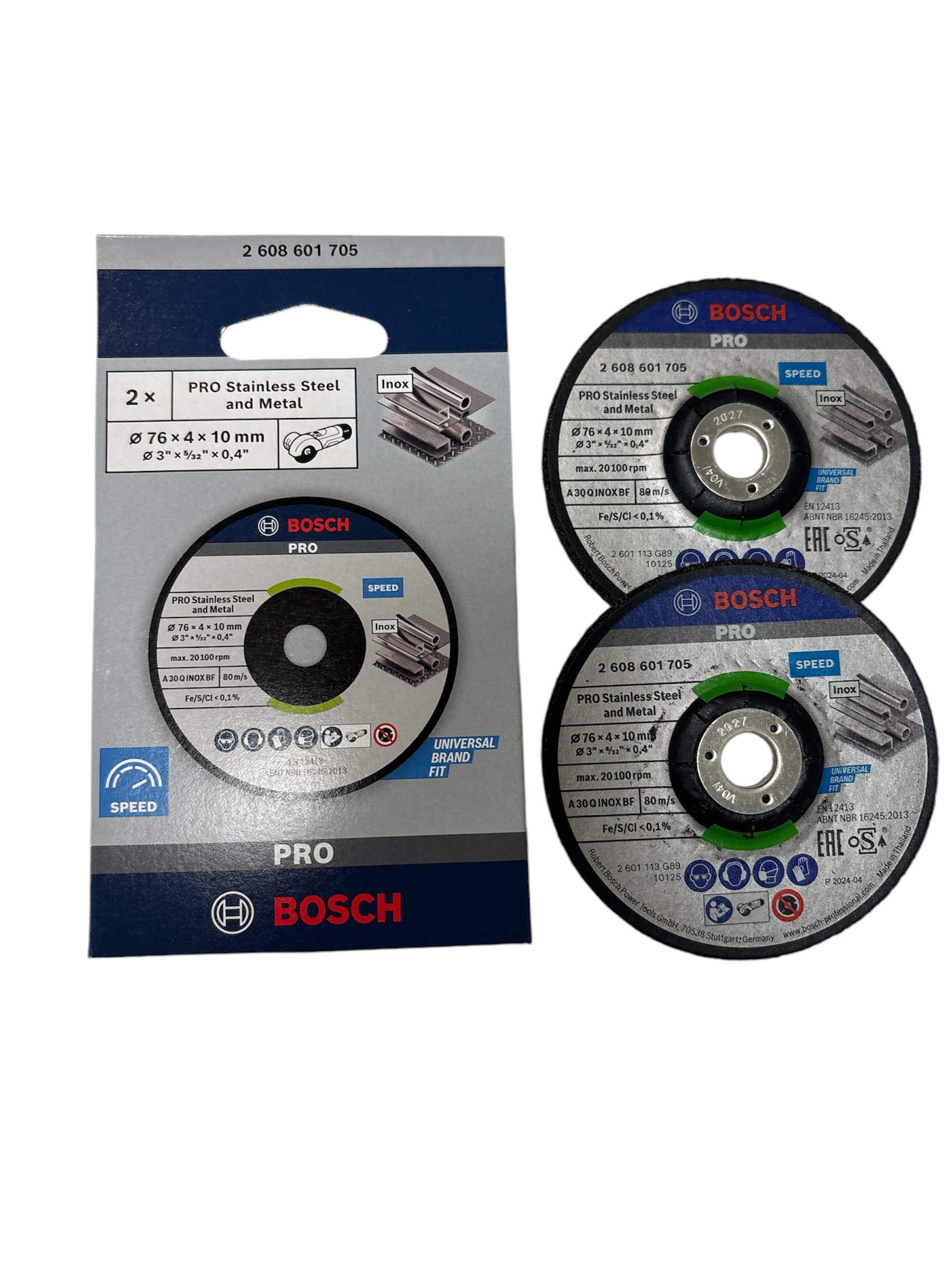 Bosch Pro Schruppscheibe Stainless Steel and Metal Ø 76 x 4 x 10 mm 2 Stk. (2608601705)