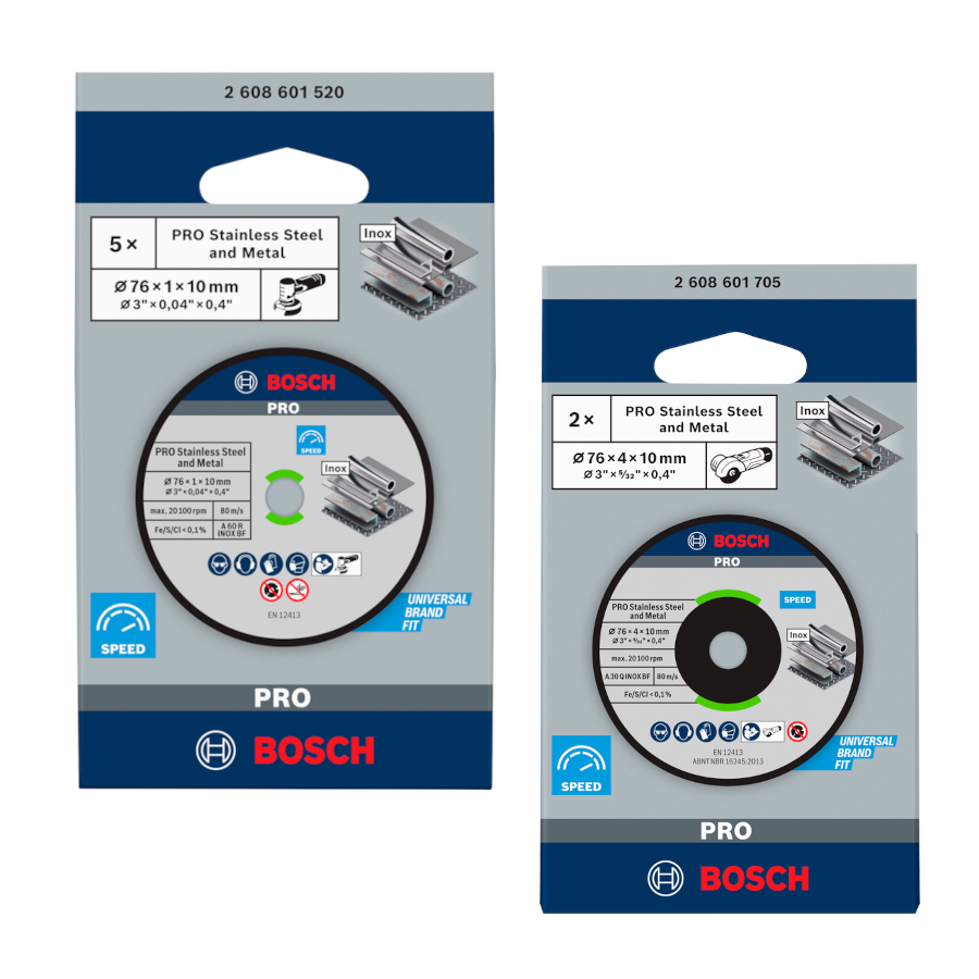 Bosch Pro Stainless Steel and Metal Schruppscheibe + Trennscheibe Ø 76 mm (2608601520-705)