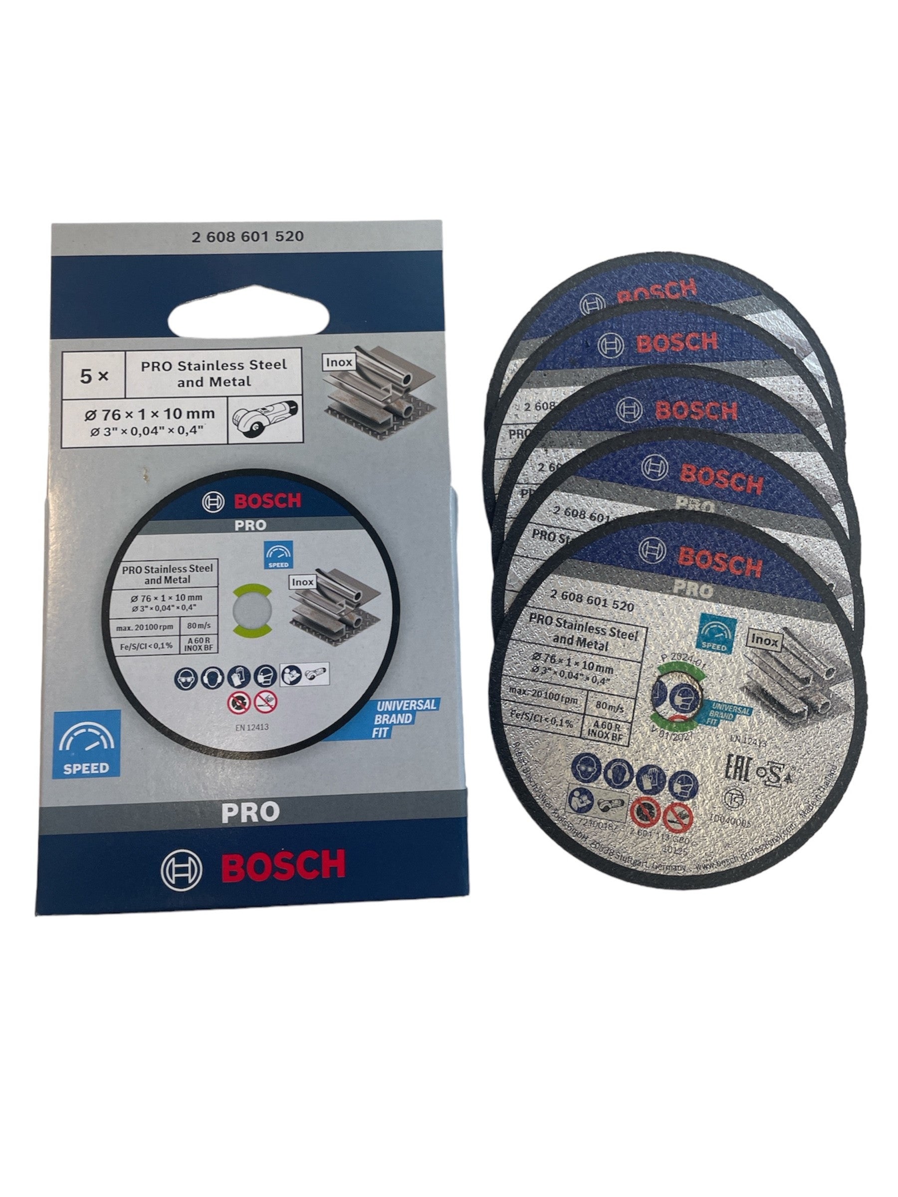 Bosch Pro Trennscheibe Stainless Steel and Metal Ø 76 x 1 x 10 mm für Stahl 5 Stück