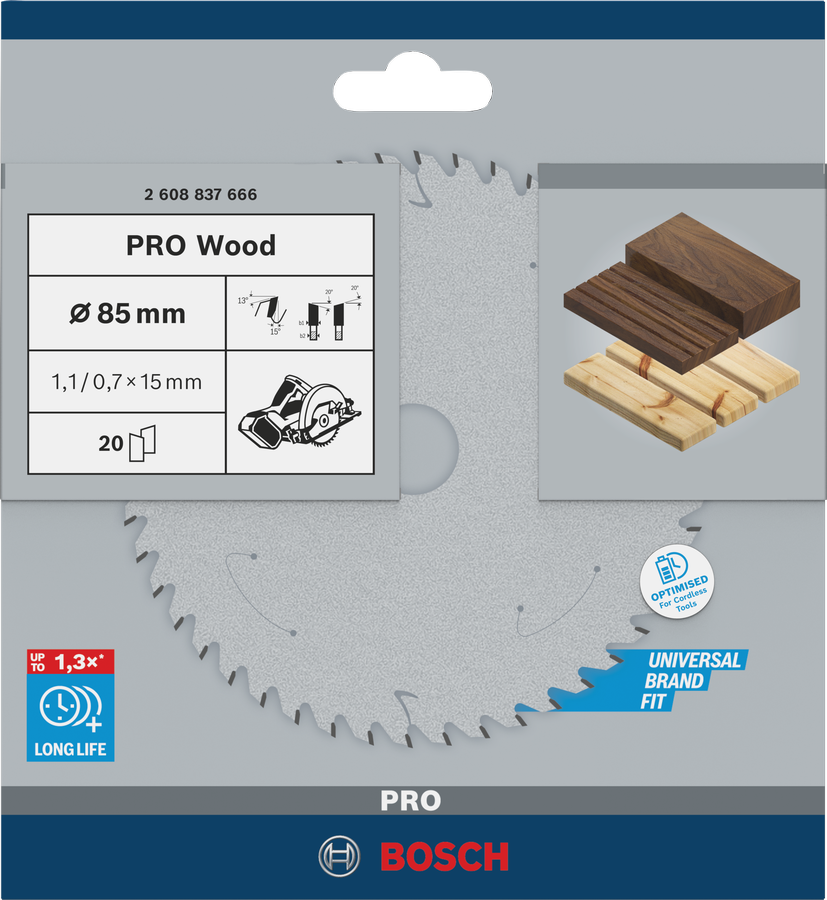 Bosch Pro Wood cordless Kreissägeblatt 85x15 20 Zähne (2608837666)
