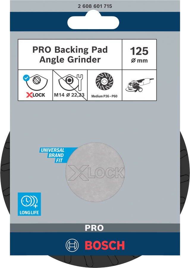 Bosch Pro X-Lock Stützteller / Schleifplatte mit Clip Ø 125 mm mittelhart (2608601715)