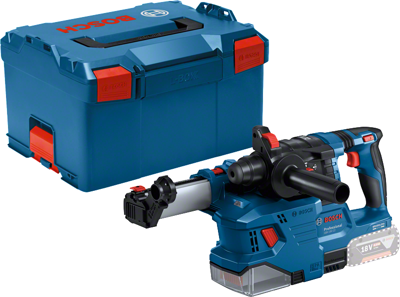 Bosch Professional GBH 18V-22 Akku-Bohrhammer 1.9 Joule SDS-plus + Absaugung GDE 18V-12 ohne Akku und Lader in L-Boxx (0611924004)