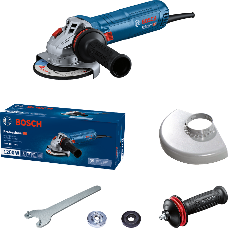 Bosch Professional GWS 12-125 S Winkelschleifer 1200 W 125 mm mit Schutzhaube (06013A6020)