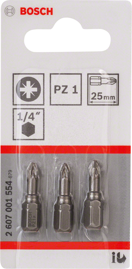 Bosch Schrauberbit Extra-Hard 1/4" PZ1 x 25 mm 3 Stück (2607001554)