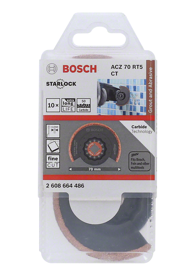 Bosch Professional Schmalschnitt-Segmentsägeblatt Carbide-RIFF ACZ 70 RT5 10 Stück