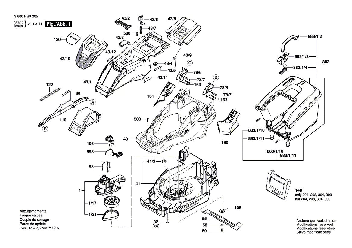 Bosch Taste für Rasenmäher UniversalRotak & AdvancedRotak (1600A022AC)
