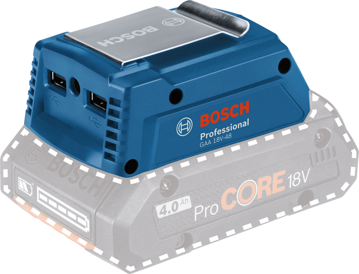 Bosch Professional GAA 18V-48 USB-Ladeadapter 2.4 A Ladestrom ohne Akku im Karton
