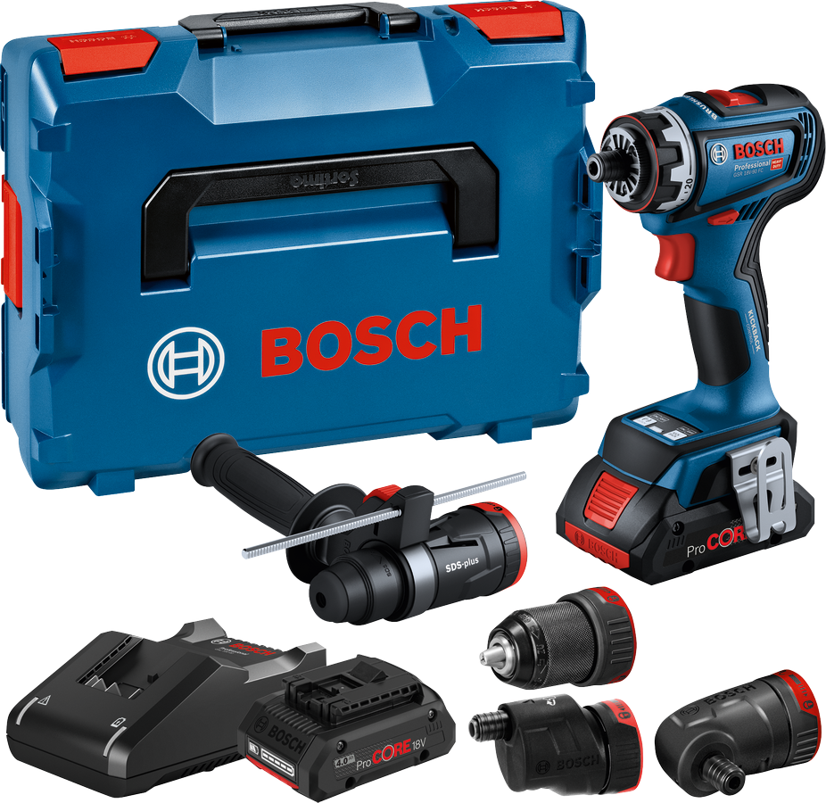 Bosch Professional GSR 18V-90 FC Akku-Bohrschrauber FlexiClick bürstenlos 90 Nm Flexiclick mit 2x 18V 4.0 Ah ProCore in L-Boxx 136