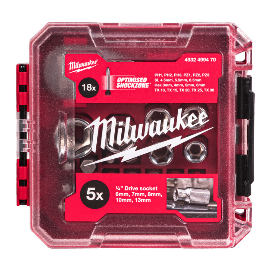 Milwaukee ¼″ Kompakt-Ratschen-Bit-Set in Packout Kassette 25 tlg. (4932499470)