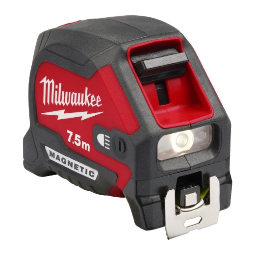 Milwaukee LED-Bandmaß 7.5 m / 30 mm breites Band Genauigkeitsklasse II mit 100 Lumen magnetisch