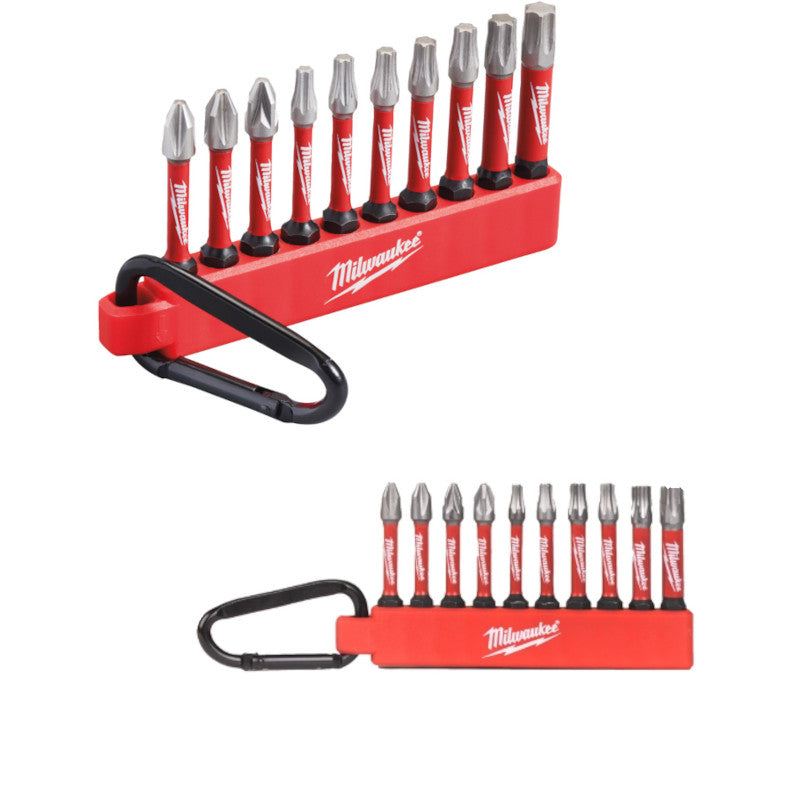 Milwaukee® Shockwave Bit-Doppelset mit Karabiner 10 tlg. mit vielen Bits
