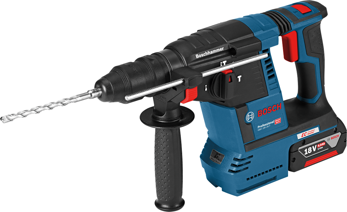 Bosch Professional GBH 18V-26F Akku-Bohrhammer SDS plus 2.6 Joule mit 2x 6.0 Ah Akku und Lader in L-Boxx 136