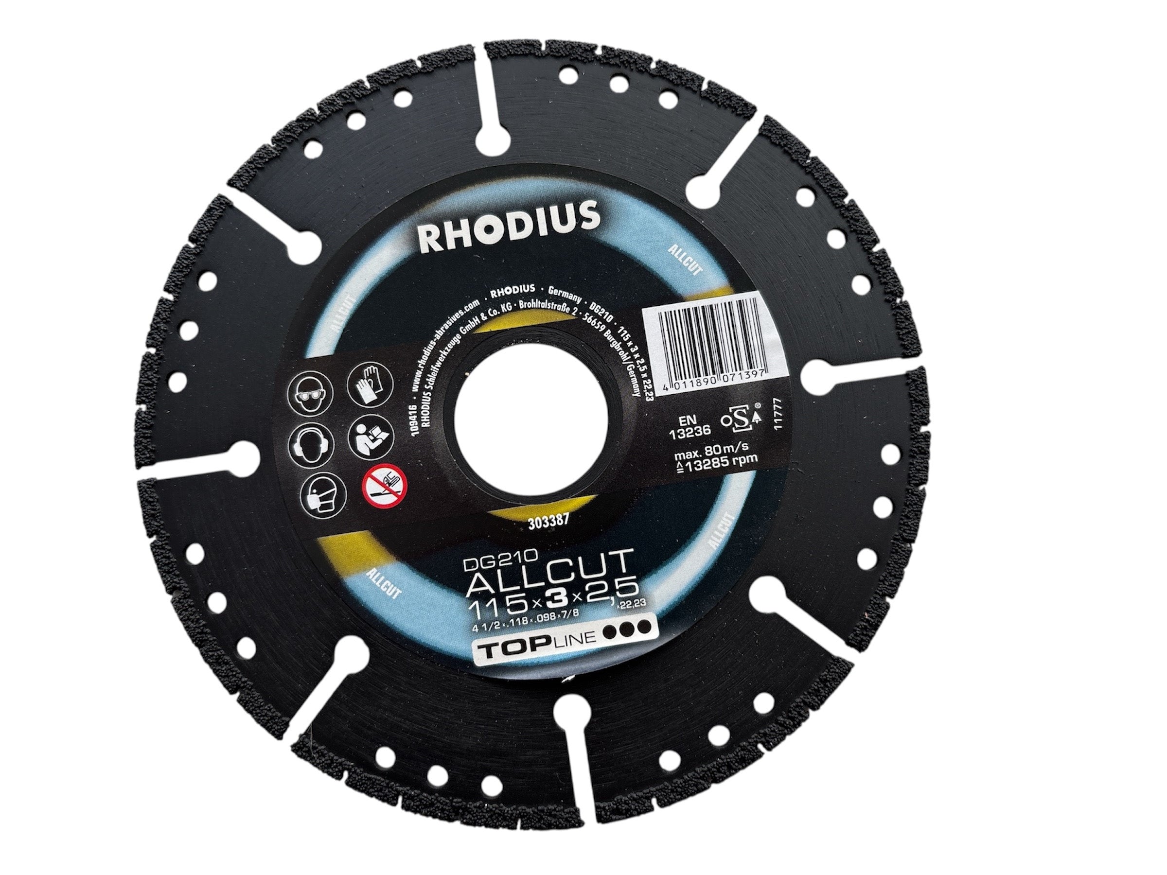 Rhodius Diamanttrennscheibe DG210 ALLCUT 115x3x2.5x22.23 mm (303387)