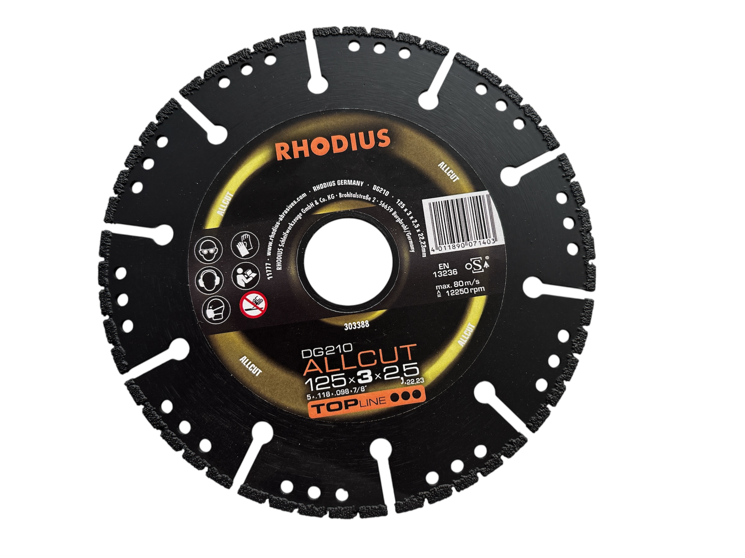 Rhodius Diamanttrennscheibe DG210 ALLCUT 125x3x2.5x22.23 mm (303388)