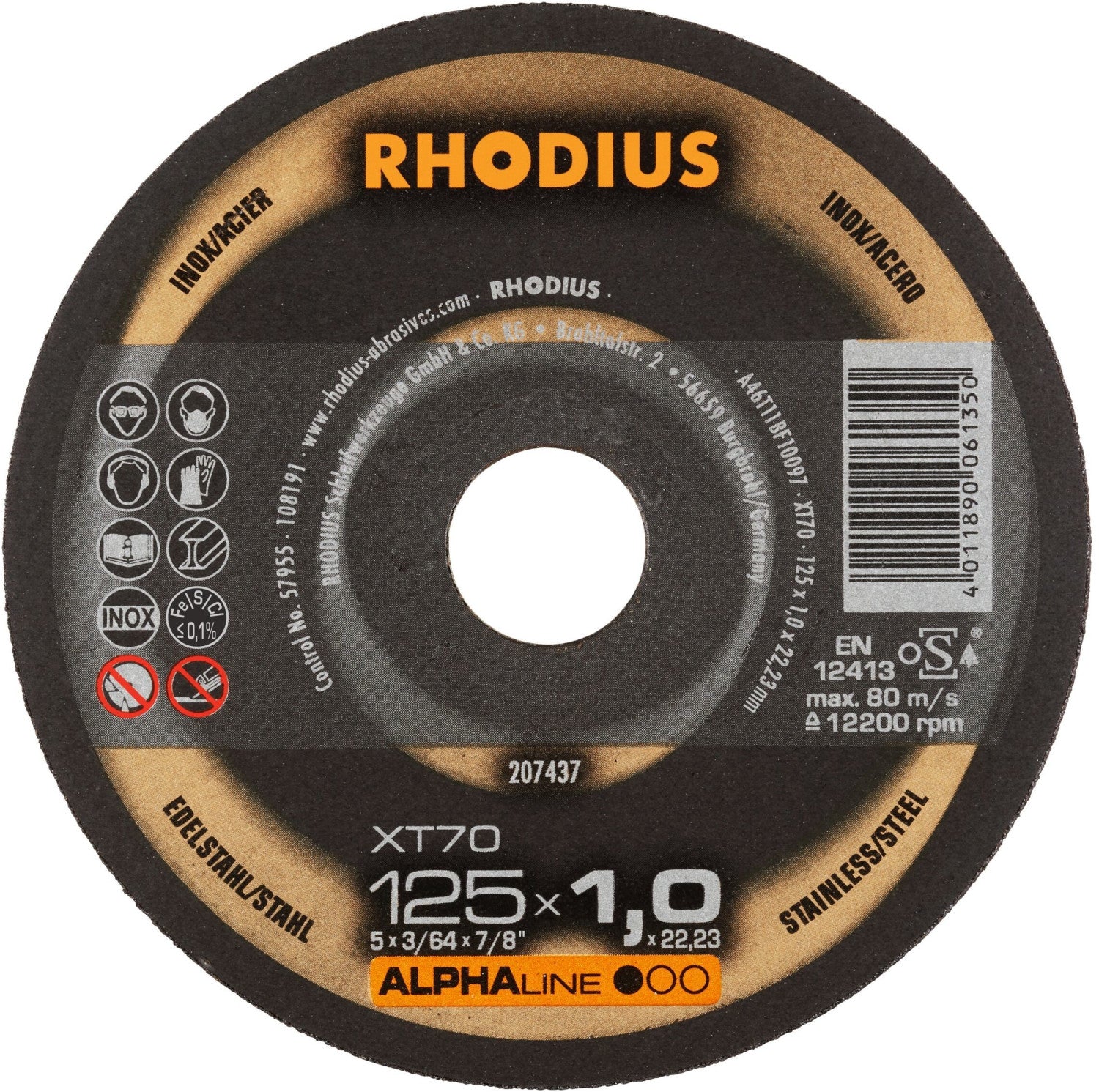 Rhodius Trennscheibe XT70 Ø 125 x 1.0 x 22.23 mm (207437)