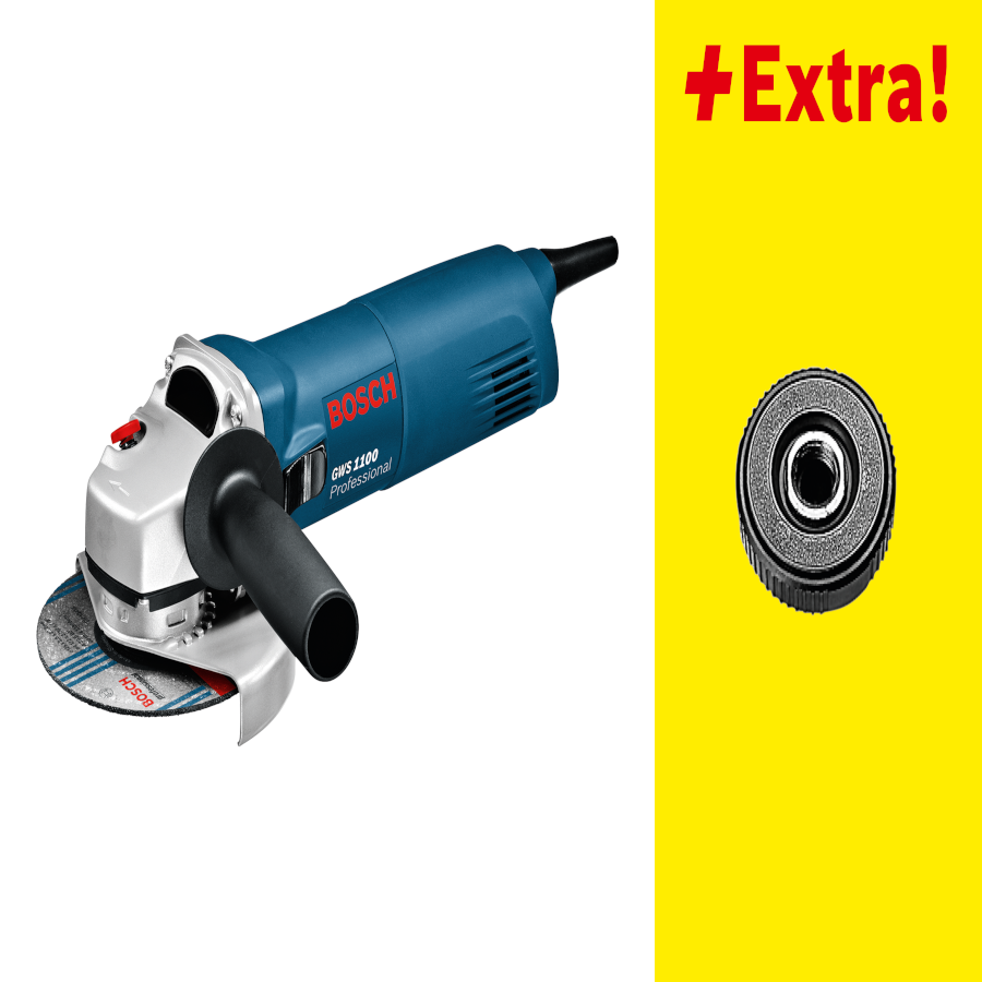 Bosch Professional GWS 1100 Winkelschleifer 125 mm 1100 W inkl. SDS Clic Mutter im Karton