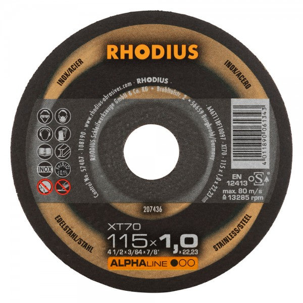 Rhodius Trennscheibe XT70 Ø 115 x 1,0 x 22,23 mm - Menge wählbar