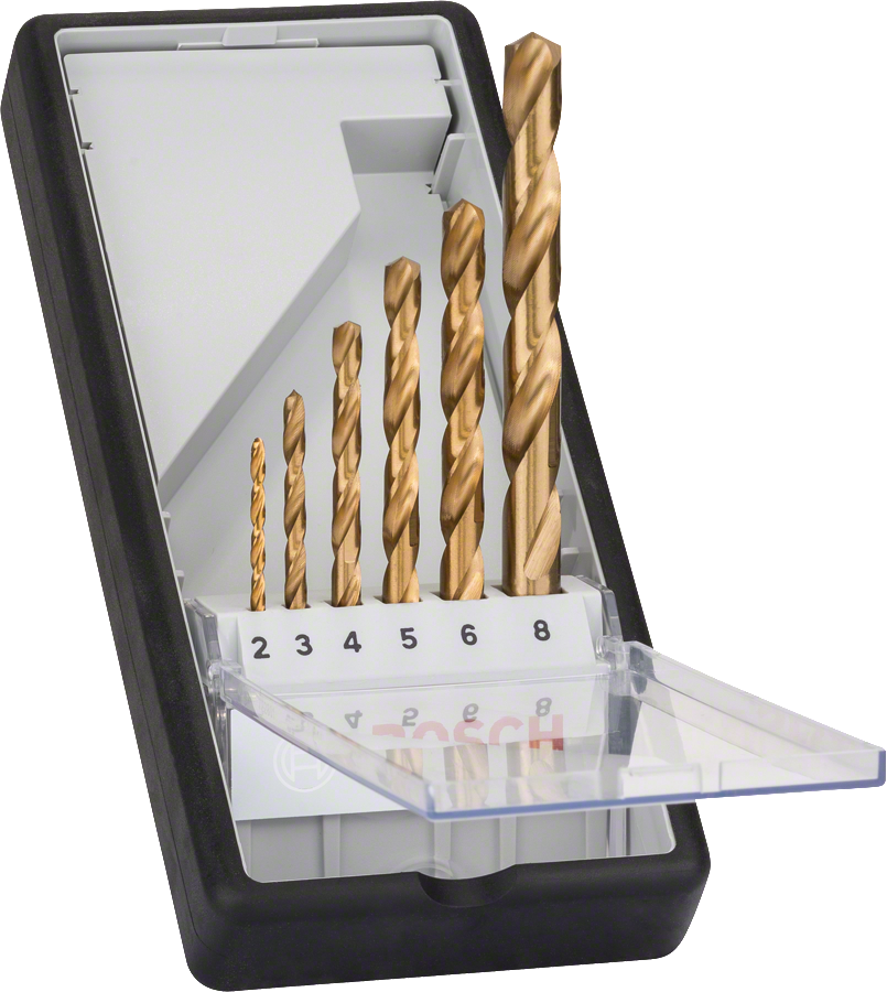 Bosch Robust Line HSS-TiN Metallbohrer-Set, 135° Ø 2/3/4/5/6/8 mm 6 tlg.