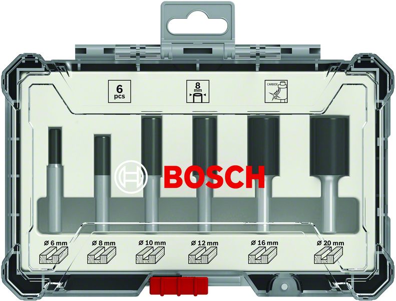 Bosch Professional Fräser-Set DIN EN-847 mit 8 mm Schaft für Weich- und Hartholz 6 tlg.