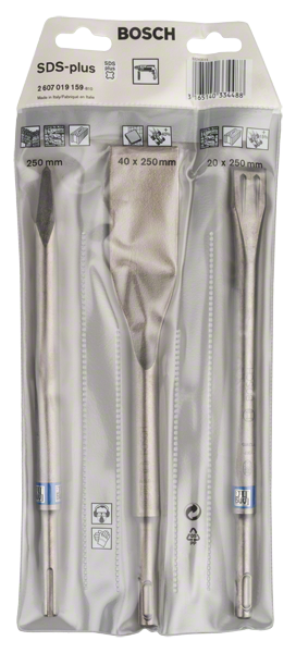 Bosch SDS-Plus LONG LIFE Meißelset Flach-, Spitz- und Fliesenmeißel 3tlg
