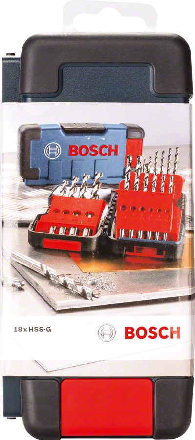 Bosch HSS-G Metallbohrer-Set in Toughbox, 135°, DIN 338 Ø 1/1,5/2/2,5/3/3,5/4/4,5/5/5,5/6/7/8/9/10 mm 18 tlg.