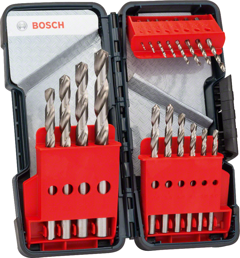 Bosch HSS-G Metallbohrer-Set in Toughbox, 135°, DIN 338 Ø 1/1,5/2/2,5/3/3,5/4/4,5/5/5,5/6/7/8/9/10 mm 18 tlg.