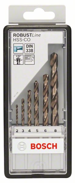 Bosch Robust Line HSS-Co Metallbohrer-Set Ø 2/3/4/5/6/8 mm