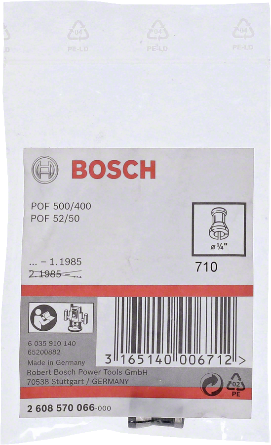 Bosch Spannzange 1/4" Ø 6,4 mm ohne Spannmutter, Oberfräse und Geradschleifer