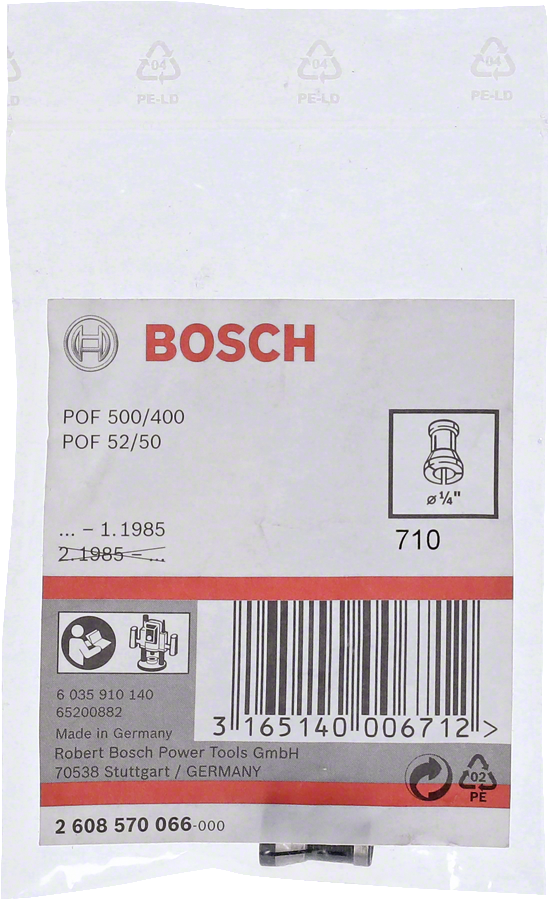 Bosch Professional Spannzange 1/4" Ø 6,4 mm ohne Spannmutter, Oberfräse und Geradschleifer