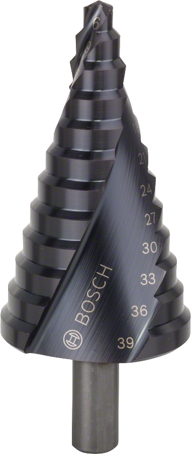 Bosch Stufenbohrer 6 - 39 mm 12 Stufen mit 3-Flächen-Schaft  HSS / HSS-TiN / HSS-AlTiN
