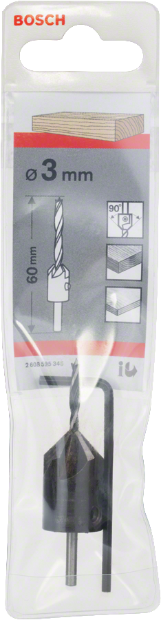 Bosch Holzspiralbohrer mit Senker / Sechskant-Stiftschlüssel Ø 3 - 12 mm