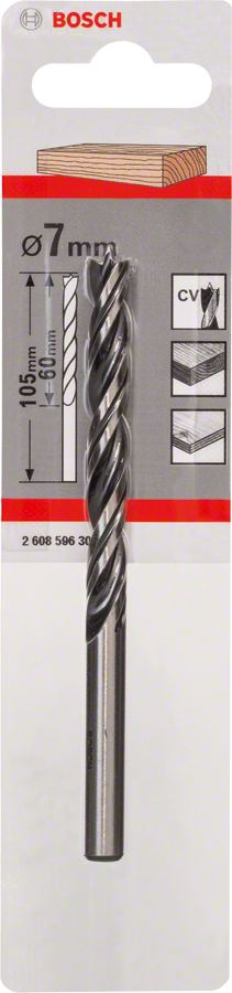 Bosch Holzspiralbohrer Standard mit Zentrierspitze Ø 7x60x105 mm
