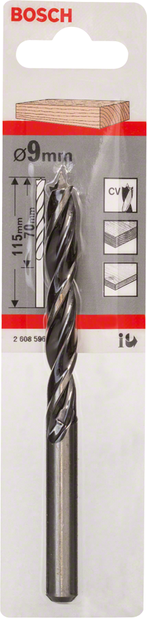 Bosch Holzspiralbohrer Standard mit Zentrierspitze Ø 9x70x115 mm