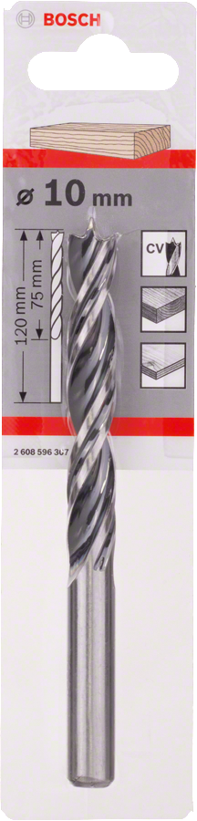 Bosch Holzspiralbohrer Standard mit Zentrierspitze Ø 10x75x120 mm