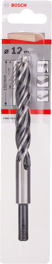 Bosch Holzspiralbohrer Standard mit Zentrierspitze Ø 12x95x150 mm