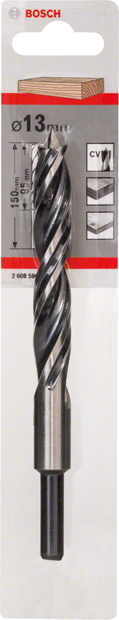 Bosch Holzspiralbohrer Standard mit Zentrierspitze Ø 13x95x150 mm
