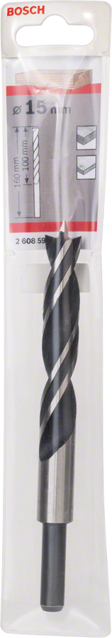 Bosch Holzspiralbohrer Standard mit Zentrierspitze Ø 15x100x160 mm