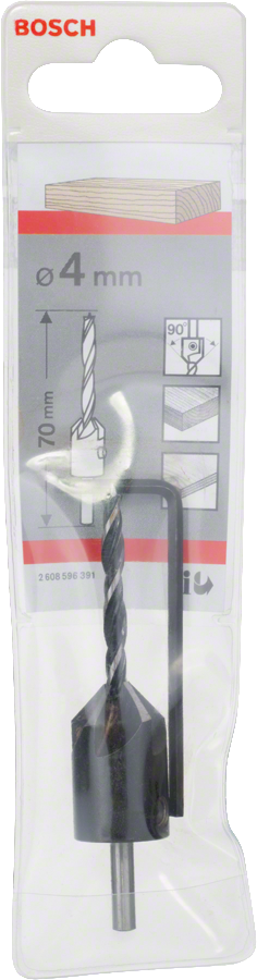Bosch Holzspiralbohrer mit Senker / Sechskant-Stiftschlüssel Ø 3 - 12 mm