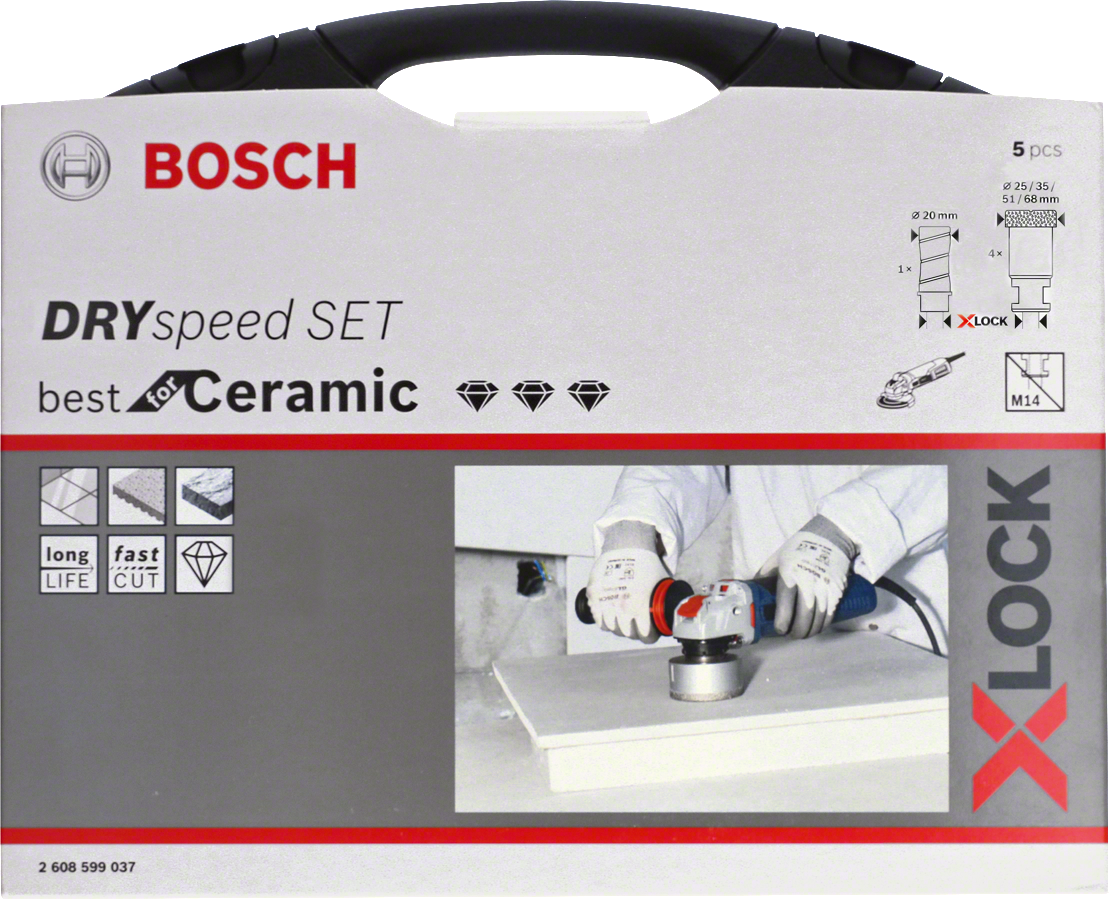 Bosch Professional X-Lock DrySpeed Diamanttrockenbohrer-Set Ø 20/25/35/51/68 mm in Box