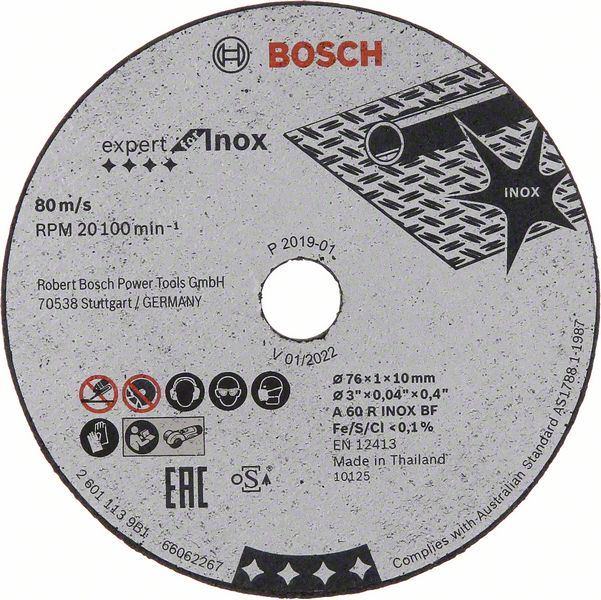 Bosch Trennscheibe Expert for Inox Ø 76 x 1 x 10 mm für Stahl 5 Stück
