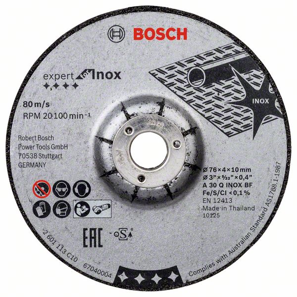 Bosch Schruppscheibe Expert for Inox Ø 76 x 4 x 10 mm für Edelstahl 2 Stück