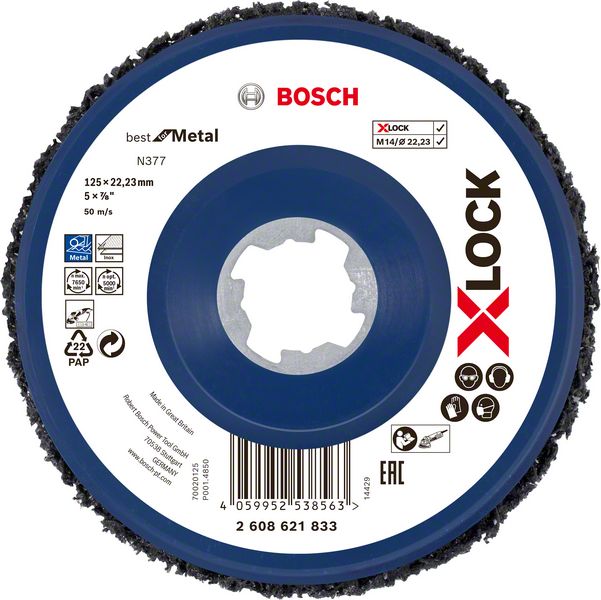 Bosch Professional X-Lock Reinigungsscheibe Best for Metal N377 Ø 125 x 22.23 mm reinigt Metall- und Mauerwerkflächen