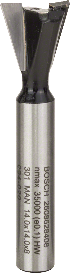 Bosch Professional Zinkenfräser 8 mm, D1 14 mm, L 14 mm, G 55 mm, 15°
