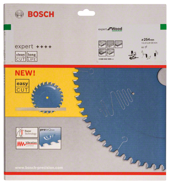 Bosch Expert for Wood Kreissägeblatt 254/30 60 Zähne Holz