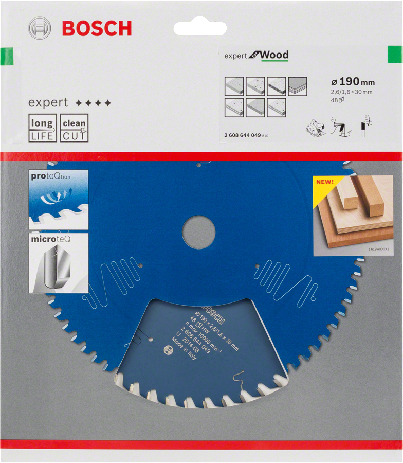 Bosch Professional Expert for Wood Kreissägeblatt 190x30x2.6 mm 48 Zähne Holz