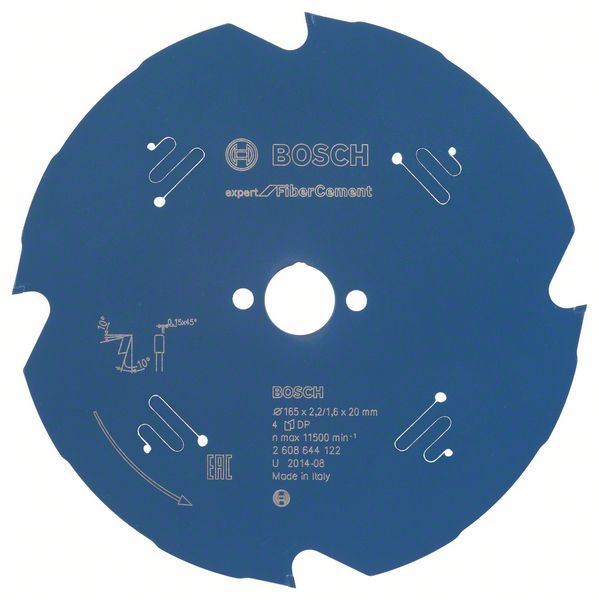 Bosch Expert for Fibre Cement Kreissägeblatt Ø 165x2.2/1.6x20 mm 4 Zähne Faserzement