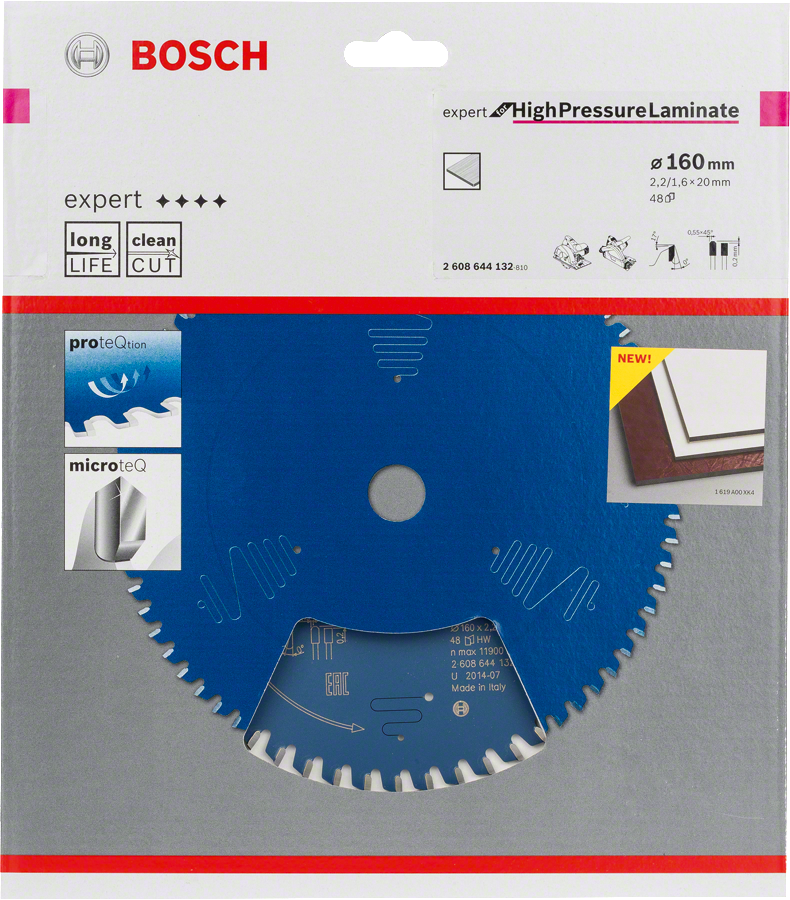 Bosch Expert for High Pressure Laminate Kreissägeblatt 160/20 48 Zähne Schichtpressstoffplatten